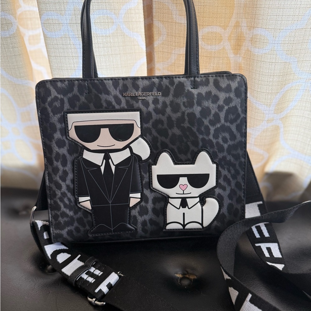 Karl Lagerfeld Black and White Character Tote